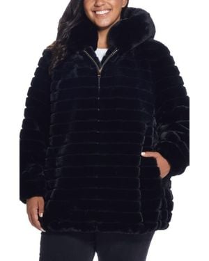 Gallery Hooded Faux Fur Jacket In Black At Nordstrom Rack - Blue