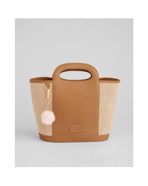 Pom Pom London Berwick Canvas & Leather Bag - Brown