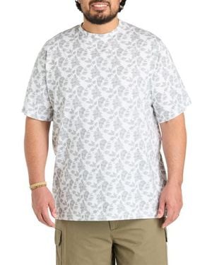 Harbor Bay by DXL Big & Tall Moisture-Wicking Floral Print T-Shirt - White