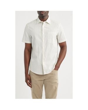 Nordstrom Cotton Blend Seersucker Button-Up Shirt - White