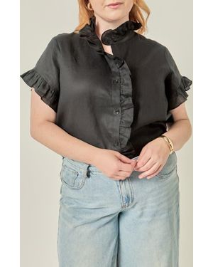 English Factory Ruffle Shirt - Gray