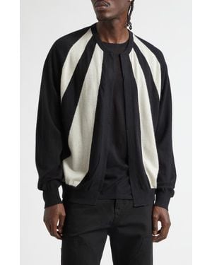 Frenckenberger Sunray Stripe Cashmere Bomber Cardigan - Black