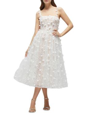 The Dessy Group 3d Floral Embroidered Little White Midi Dress | Lyst