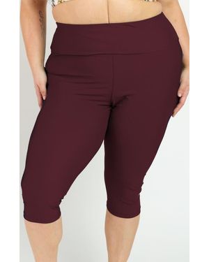 Calypsa Plus Size Capri Swim Leggings - Purple