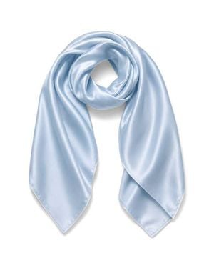 SILKSILKY Pure Silk Classic Elegant Square Scarf - Blue