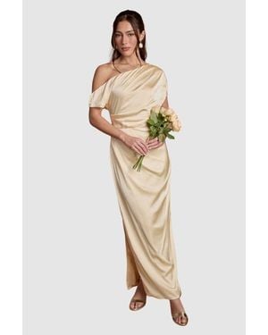 Coast Off Shoulder Satin Maxi Dress - Metallic