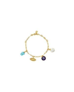 Ottoman Hands Cornicello Evil Eye Charm Bracelet - Metallic