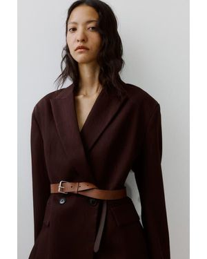 H&M Belted Double-Breasted Blazer - Red