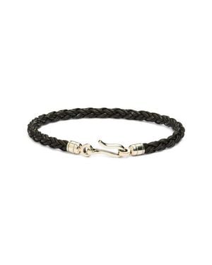 Caputo & Co. Twisted Braid Leather Bracelet - Black