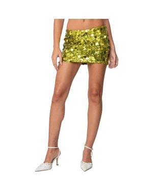 Edikted Sabina Low Rise Sequin Miniskirt - Yellow