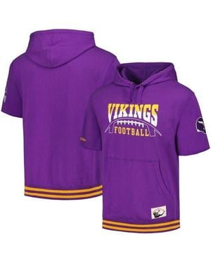 Mitchell & Ness Minnesota Vikings Pre-Game Short Sleeve Pullover Hoodie - Purple