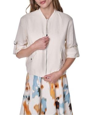 DKNY Linen Blend Bomber Jacket - Multicolor