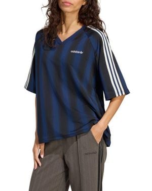 adidas Linear Stripe Jersey T-Shirt - Blue