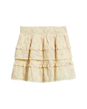 LoveShackFancy Billie Floral Print Ruffle Miniskirt - Natural