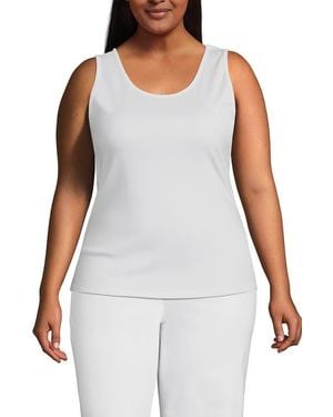 Lands' End Plus Size Cotton Tank Top - White