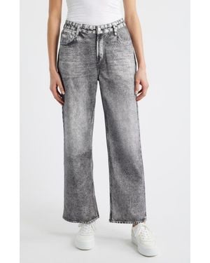 City Blues High Waist Wide Leg Knit Jeans - Gray