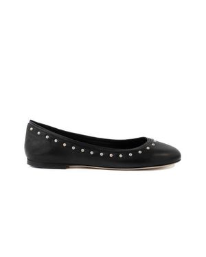 Elizee Gemma Flat Studded Leather Ballerina Flats - Black