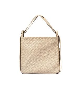 Mandrn Woven Convertible Leather Tote To Backpack - Natural