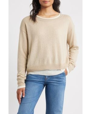BOSS Femok Layered Wool Blend Sweater - Blue