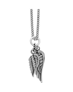 King Baby Studio Double Wing Pendant On Curb Link Chain - Metallic