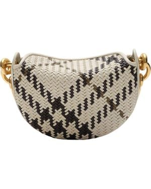 Burberry Bridle Check Basket Weave Lambskin Leather Clutch - White
