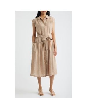 Julia Jordan Cap Sleeve Tie Waist Midi Dress - Natural