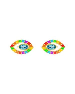 Nevernot Show N Tell Topaz Stud Earrings - Blue