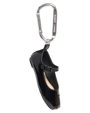 Sandy Liang Mary Jane Pointe Leather Bag Charm - Black