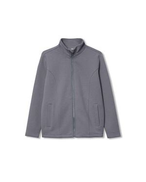 Lands' End Boys Long Sleeve Knit Full Zip Mock Neck Sweatshirt - Gray