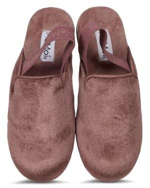 Memoi Velvet Sling Back Slippers - Purple