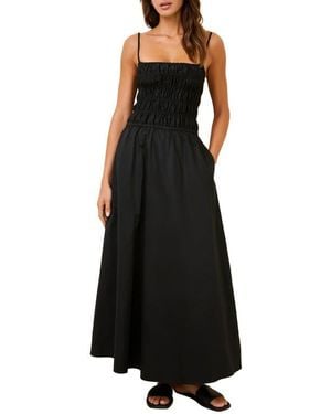 Solid & Striped The Delta Smocked Cotton Maxi Sundress - Black