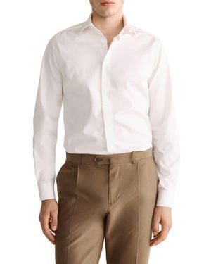 Mango Slim Fit Cotton Button-Up Shirt - White