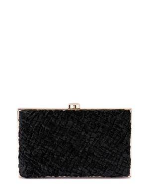 OLGA BERG Hazel Textured Velvet Frame Clutch - Black