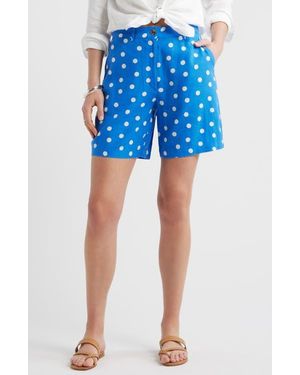 Caslon Relaxed Linen Blend Bermuda Shorts - Blue