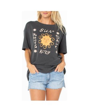 Roxy Sun Daze Oversize Cotton Graphic T-Shirt - Gray