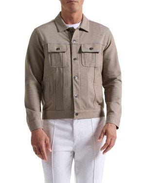 Bugatchi Knit Trucker Jacket - Brown