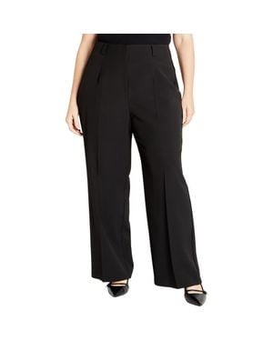 City Chic Soraya Pleat Wide Leg Pants - Black