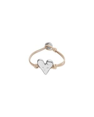 Uno De 50 Camel Leather Bracelet With Sterling-Plated Heart Detail - White