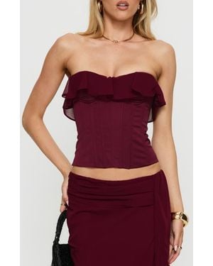 Princess Polly Holliann Ruffle Strapless Corset Top - Red