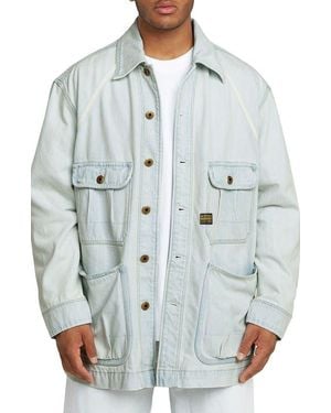 G-Star Oversize Cotton Denim Chore Coat - Gray