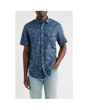 Pendleton Laramie Short Sleeve Snap-Up Western Shirt - Blue