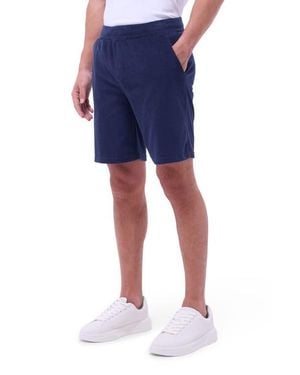 Bugatchi Cotton Blend French Terry Drawstring Shorts - Blue
