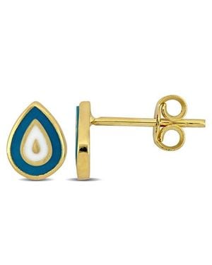 Julianna B Kids Enamel Stud Earrings 14K - Blue