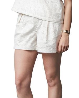 Hope & Henry Organic Eyelet Button Tab Short - White