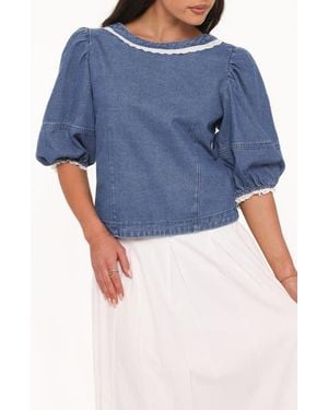 Petal & Pup Merli Denim Open Back Top - Blue