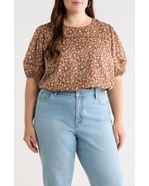 Sugarlips Ramsey Mawlin Floral Puff Sleeve Cotton Top - Multicolor