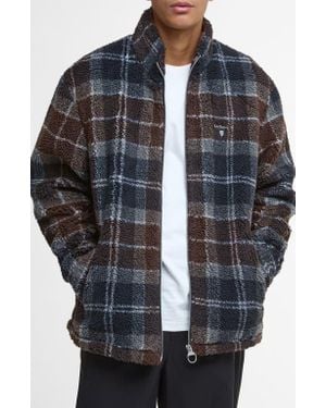 Barbour Tartan Faux Shearling Jacket - Blue