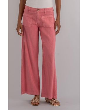 Kut From The Kloth Meg Patch Pocket High Waist Wide Leg Linen Blend Pants - Red