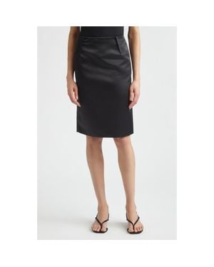 TOTEME Duchesse Satin Pencil Skirt - Black