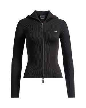 iets frans... Hooded Knit Track Top - Black
